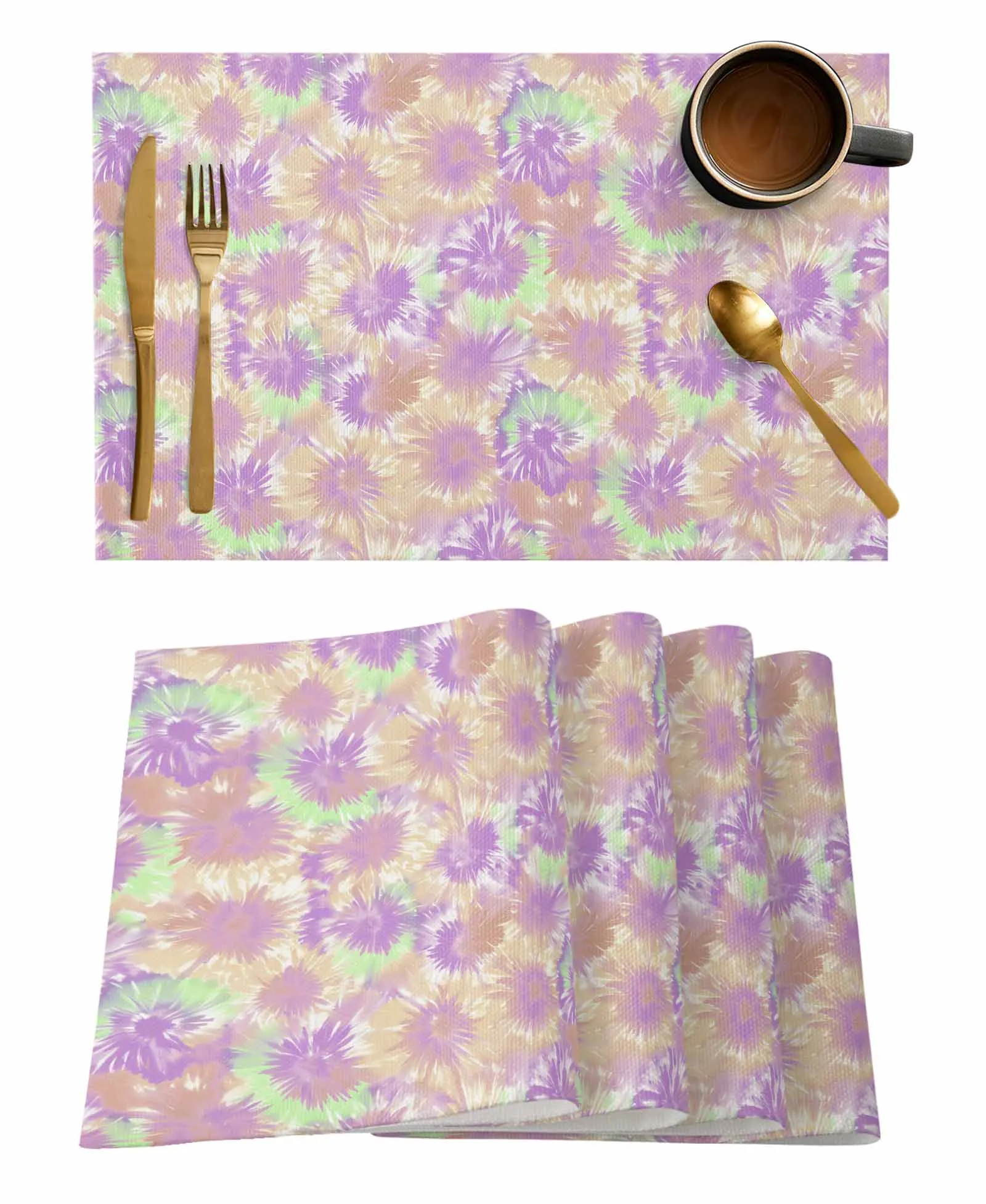 Tie Dye Ethnic Style Abstract Watercolor Placemat Wedding Party Dining Decor Linen Table Mat Kitchen Accessories Table Napkin