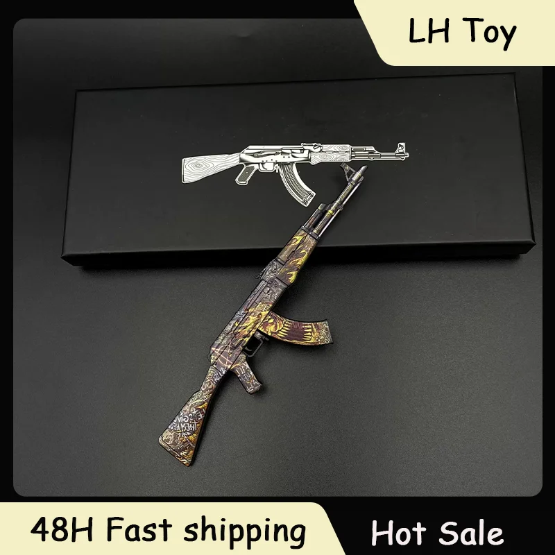 18cm GO'S Game Peripheral AK47 Searing Rage Model Desktop Ornament Zinc Alloy Toy Model Gun Skin Collections Gifts Decorations