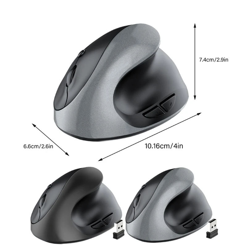 Battery Operated Wireless Vertical Mouse with Quiet Button, Ergonomic Design Mouse for Wrist Relief