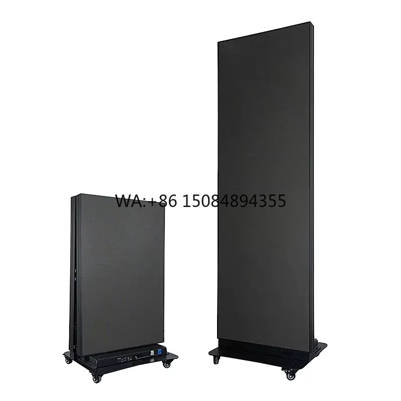 

Portable Foldable LED Poster Display P1.86 P2 P2.5 Modular Stackable Video Wall 4K Indoor Outdoor Digital Signage with Wheels