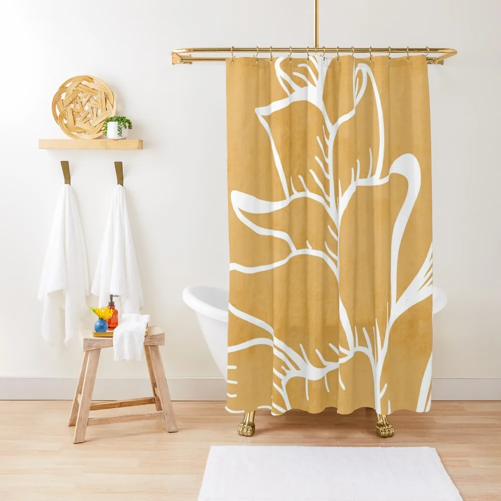 

Yellow pinecone line art Shower Curtain Shower For Bathrooms Bathroom Accessory Waterproof Shower Curtain