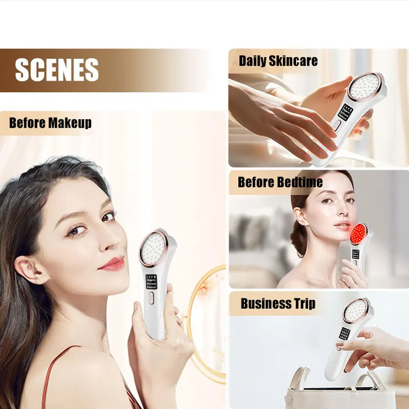 جهاز رفع الوجه متعدد الوظائف للعناية بالبشرة سبا الوجه تجديد الجلد حب الشباب القضاء على أداة التجميل الضوء الأحمر/الأزرق #5