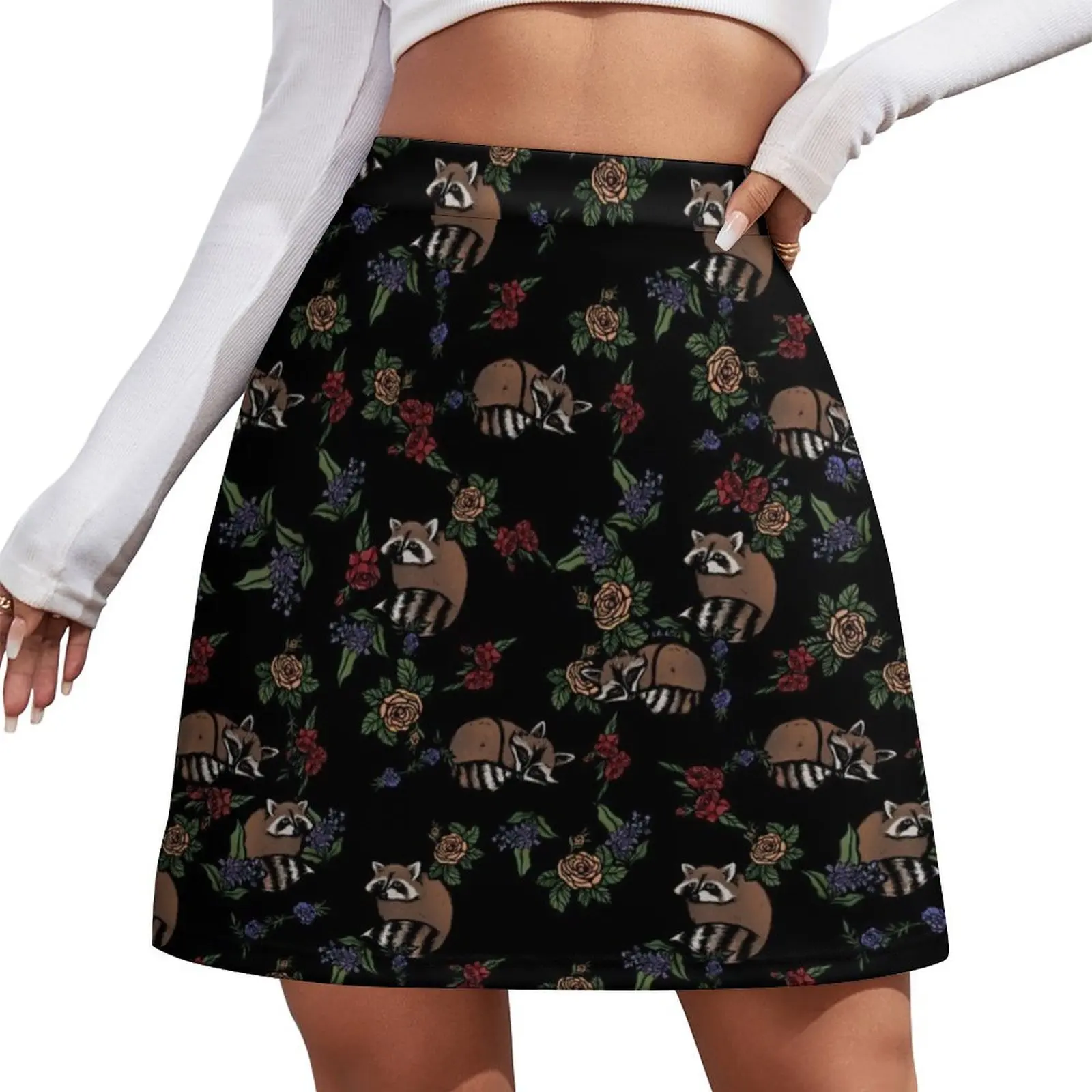 

Floral Raccoons Mini Skirt Short skirt woman clothes for woman Mini Skirt