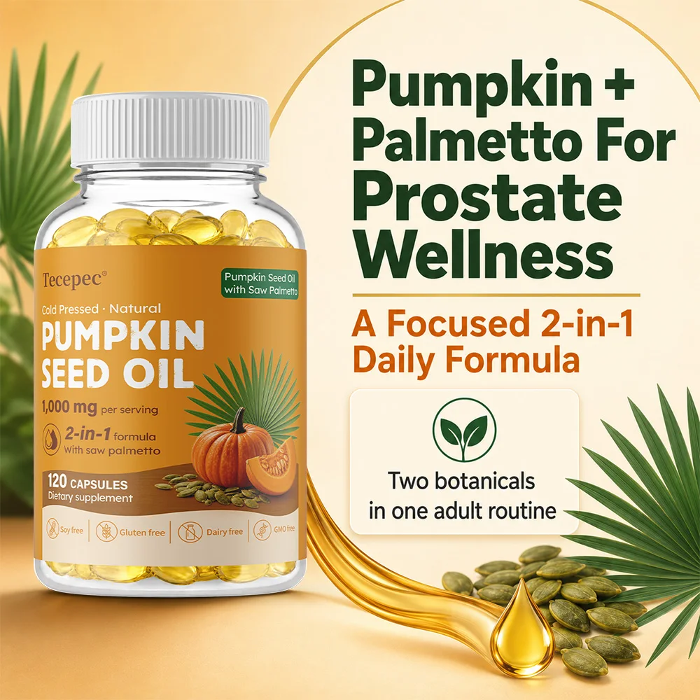 Pumpkin Seed Oil with Saw Palmetto, 120 Softgels | Cold-Pressed, Supports Hair, Immune, Bladder & Prostate Health, Non-GMO