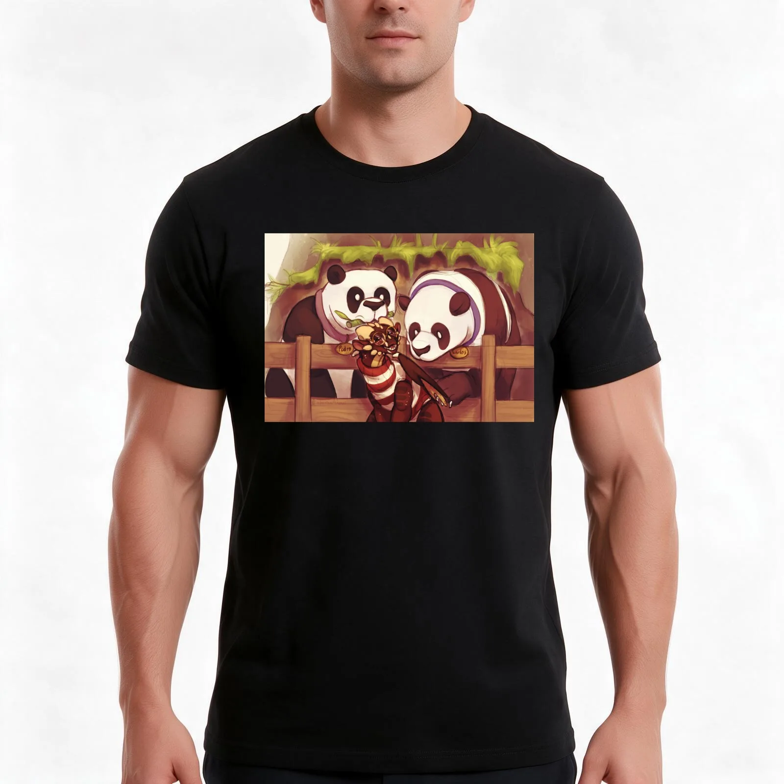 Pepito and the Pandas T-Shirt, Summer Casual Cotton Tee, Oversized Streetwear Tops, Vintage Graphic Print, Unisex Men Women