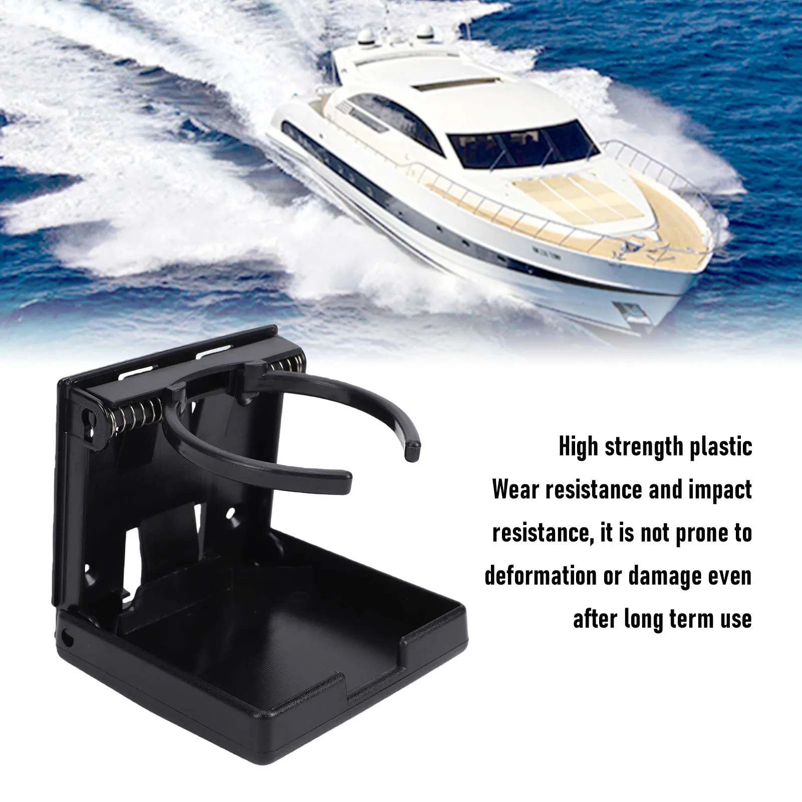 Boat Cup Holder Black Adjustable Folding Space Saving Water Bottle Holder for Boats Yachts RVs Cars Trucks Boat Cup Holder