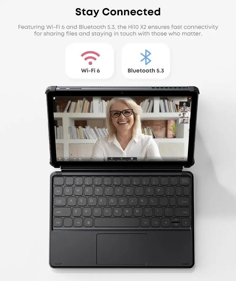 CHUWI Hi10 X2 Windows Tablets With Keyboard Laptop 10.1'' Intel Core i3-10100Y 8GB RAM 256GB SSD 2 In 1 Tablet PC 4K Windows11 WIFI6