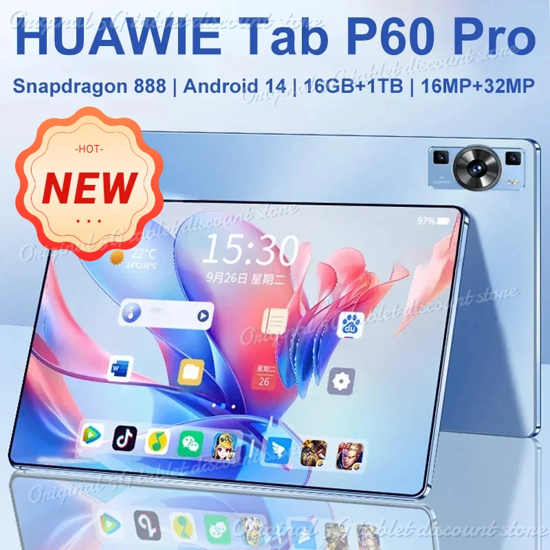 

2024 Original Global Version HUA P60 Pro Tablets PC Android 14 Snapdragon 888 12000mAh 11 Inch 16GB+1TB 5G HD 4K Screen WIFI Tab