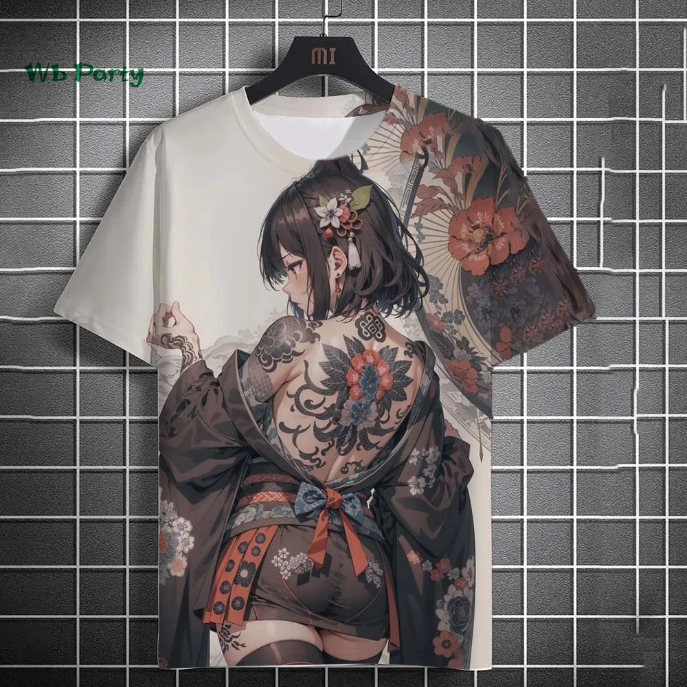 Japanese Manga Girl Style Print T-shirt 3D Print Men Short-Sleeved Tee Harajuku Tops Summer Oversized Men T-shirt Men's Clothing