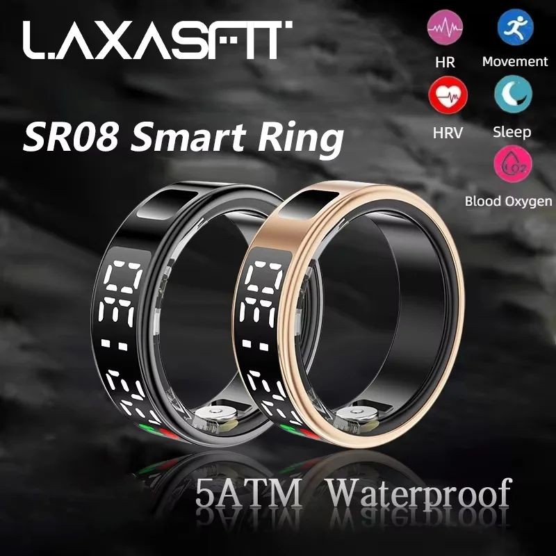 

LAXASFIT Новинка 2023 года SR08 Смарт-кольцо для мужчин и женщин Мониторинг сердечного ритма и кислорода в крови 5ATM Водонепроницаемый дисплей Смарт-кольцо