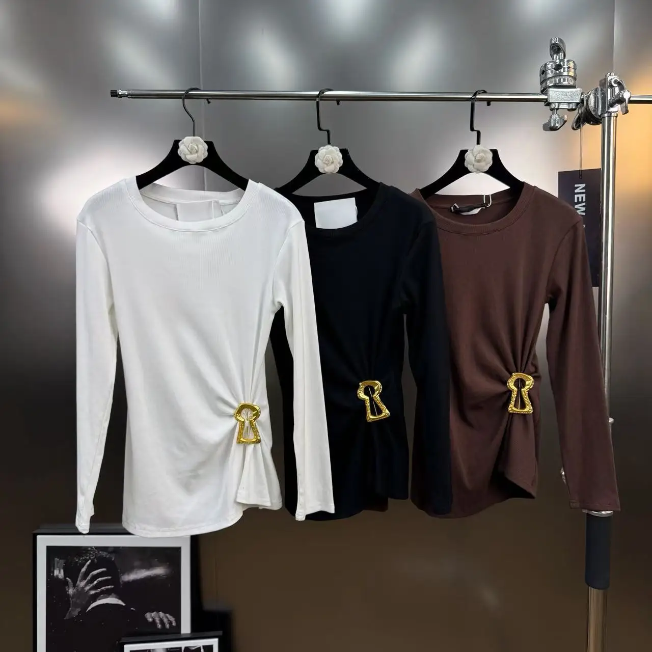 

New Fashion Women Long Sleeve Sequined Draped Tops Club Birthday Celebrate Evening Party Chic Top Round Neck Casual T Shirt