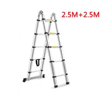 2.5M+2.5M Aluminum Telescopic Ladder With Joint Multifunctional Aluminum Alloy Articulated Telescopic Ladder Extension Ladder