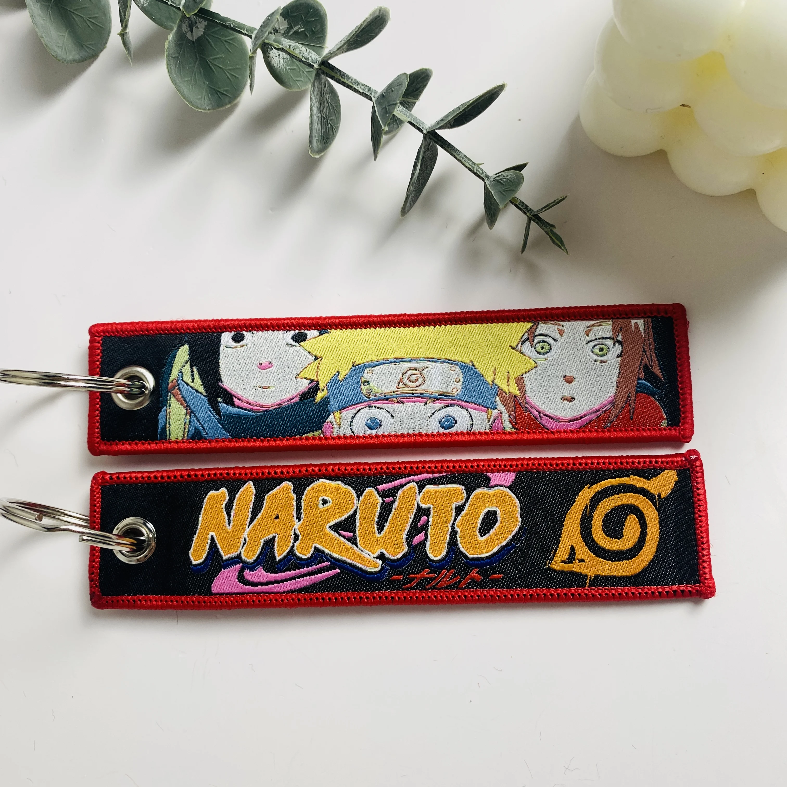 Anime Character Cool Key Tag Embroidery Key Fobs For Motorcycles Cars Bag Backpack Keychain Fashion Key Ring Souvenir Gifts