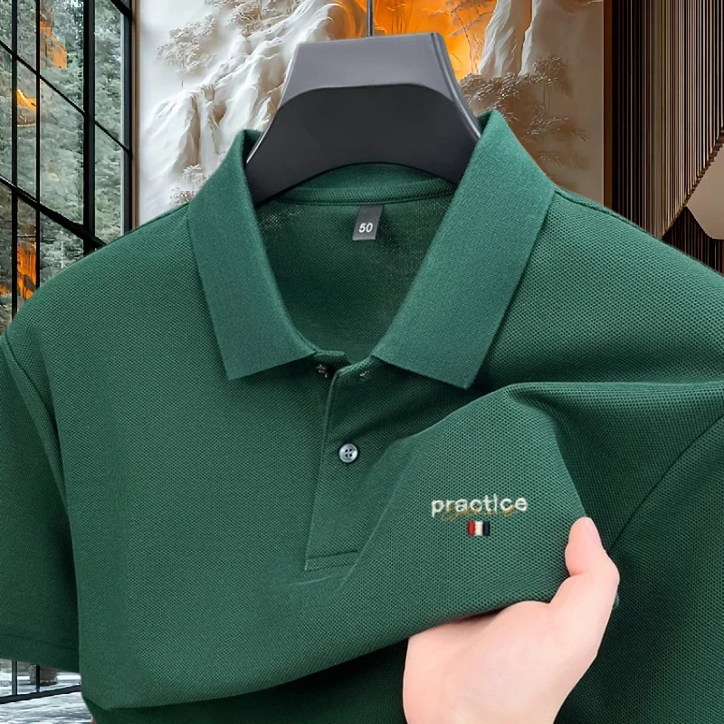 100% pure cotton high-end brand men's short sleeved polo shirt summer luxury fashion letter embroidery golf top casual T-shirt