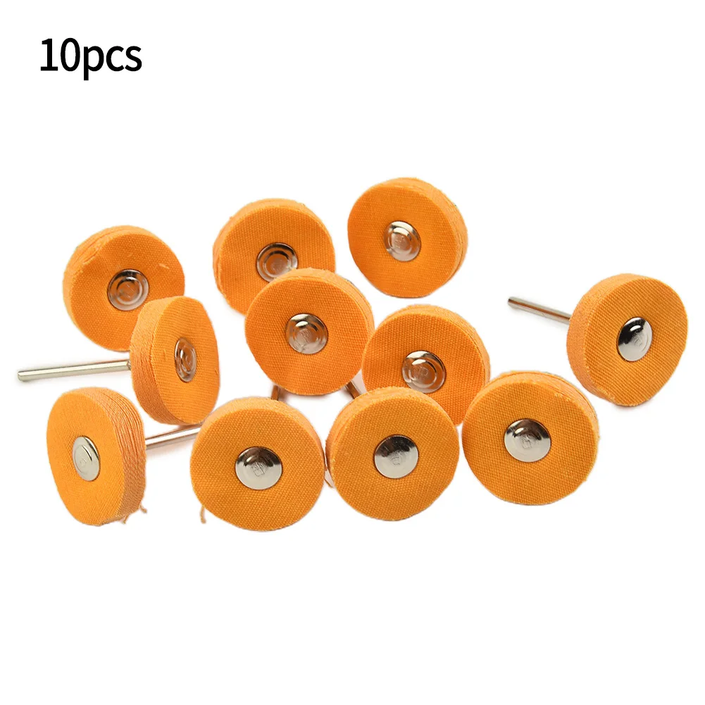 Gadget Elements Pack 10pcs for mini Buffing Polishing Wheel Wool Yellow Cotton Cloth Pads Shank Electrical Suitable