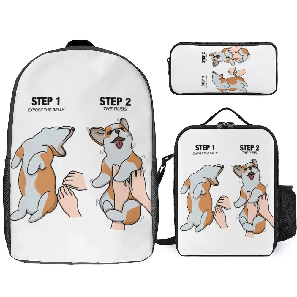 

3 in 1 Set 17 Inch Backpack Lunch Bag Pen Bag Perros The Rubs For Sale Durable Premium Cozy Schools Lunch Tote