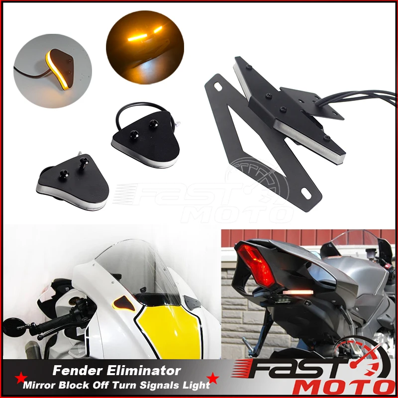 

Motorcycle Tail Tidy Fender Eliminator Kit License Plate Bracket Mirror Block Off LED Turn Signal Light For Yamaha YZF R1 R1S M