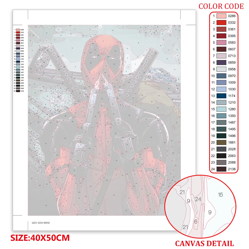 Disney Painting By Numbers Deadpool Oil Painting Antihero Paint Kit Adults Character Cartoon HandPainted DIY Gift