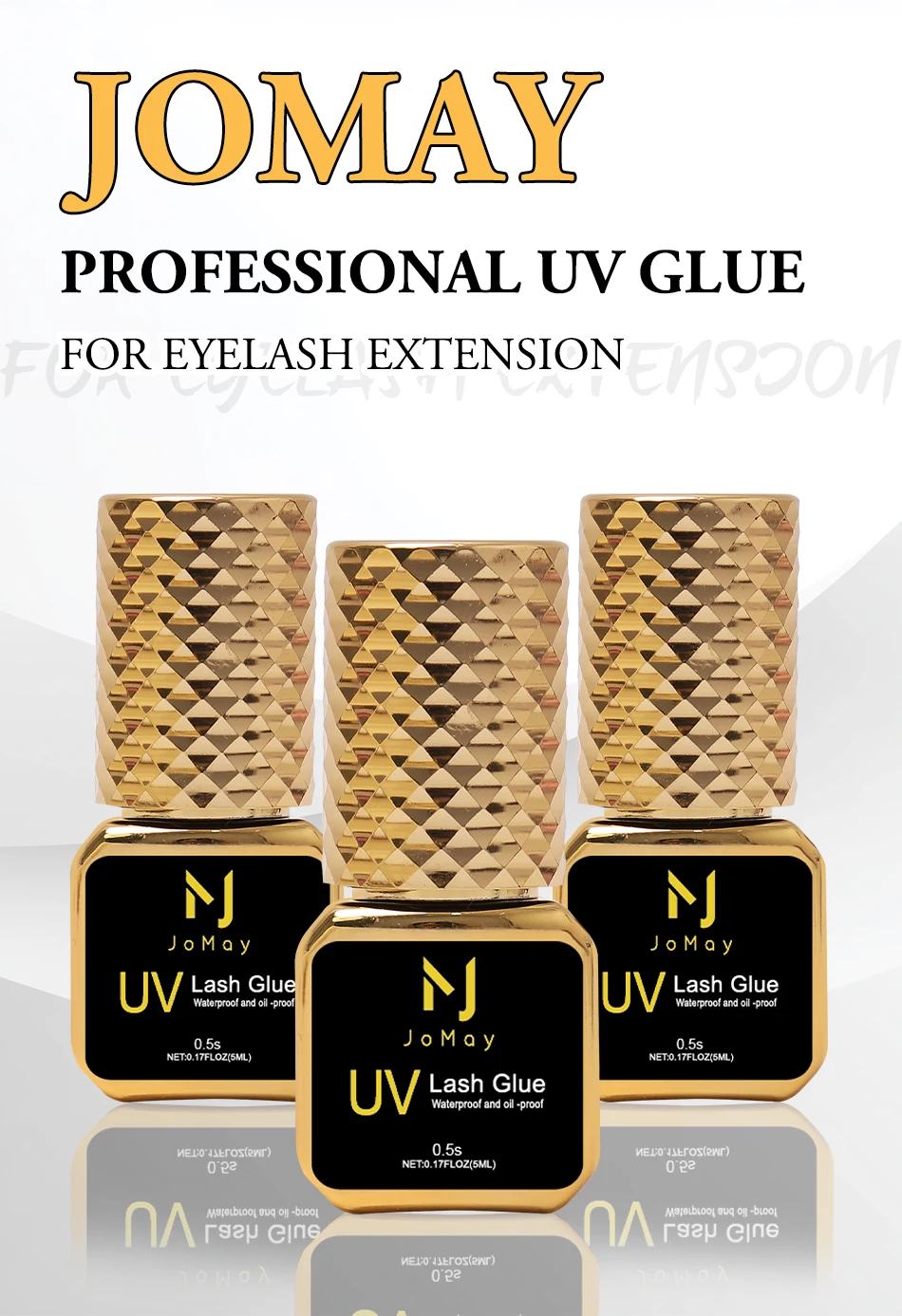 JOMAY 5 ml Wimpernkleber 0,5 S für Wimpernverlängerung, UV-Kleber, langanhaltende Retention, 75 Tage UV-Schwarzkleber für Wimpernverlängerung – Detail 1