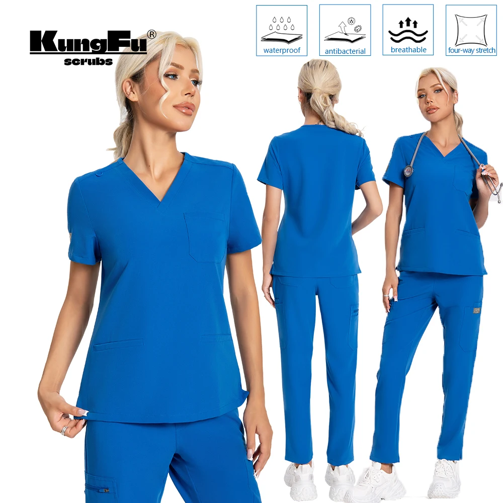 مجموعة دعك التمريض النسائية ثوب جراحي لعيادة الأسنان زي طبيب عمال شكل جودة عالية نعومة ممتازة نسيج TRS