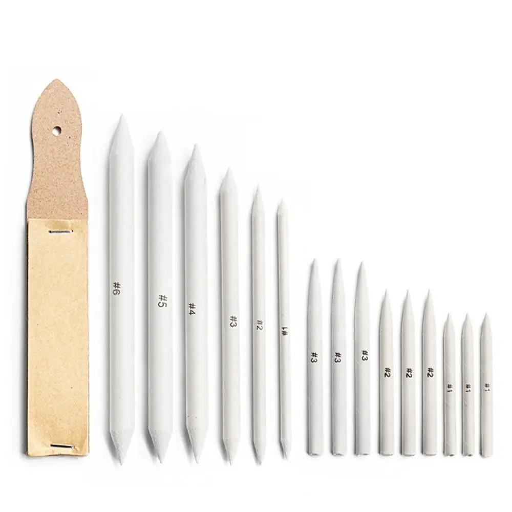 16pcs Solid Blending Stump and Tortillion Set Durable Exquisite Paper Art Blenders with Sandpaper Pencil Sharpener Convenient