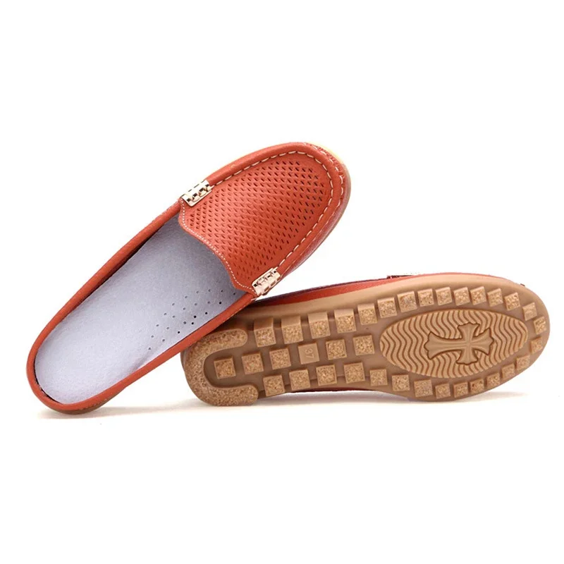 New arrival solid women  summer slippers flip flops Genuine Leather flat Slippers ladies slip on flats clogs shoes woman