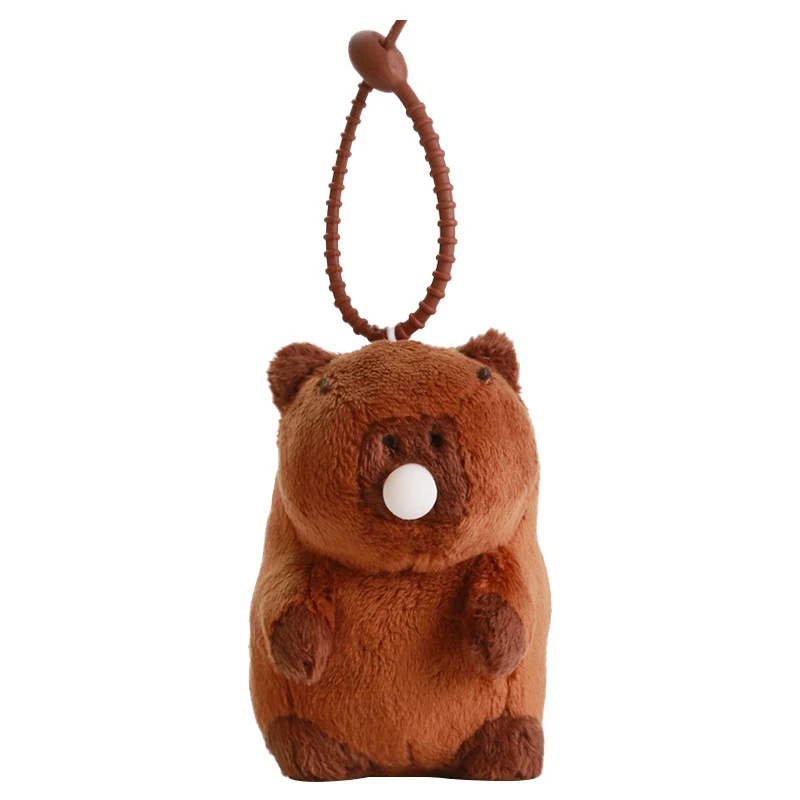 Capivara chaveiro de pelúcia pingente simulação capivara kawaii brinquedo fofo animais de pelúcia boneca mochila chaveiro presente de aniversário