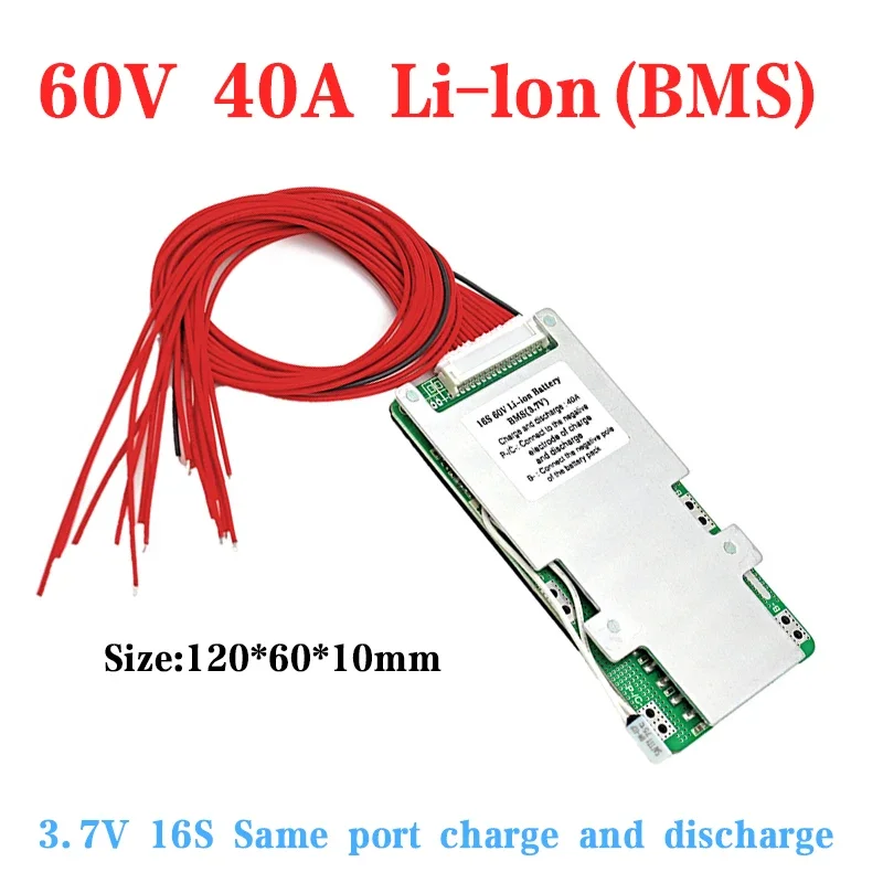 60V 16S 40A Pin Lithium Polymer Cùng Cổng BMS 21700 18650 Lithium Ion BMS 60V pin Lithium Ion Gói BMS