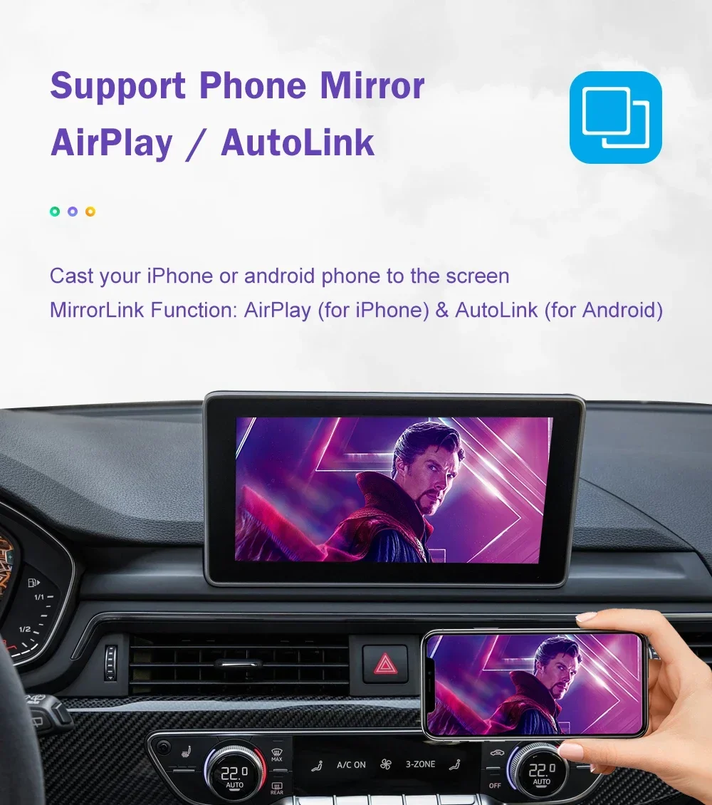 Kabelloses CarPlay für Audi A4 B9 A5 2016-2018 Android Auto Mirror Link AirPlay Rückfahrkamera Multimedia-Zubehör – Detail 7