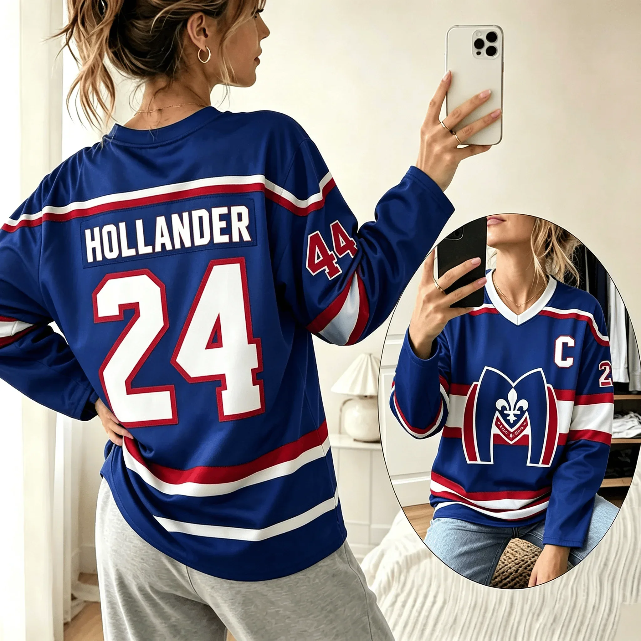 Heated Rivalry inspiriertes Ilya Rozanov & Shane Hollander Hockey-Trikot Hollanov Merch Hudson Williams Connor Storrie Fan-Trikot – Detail 2