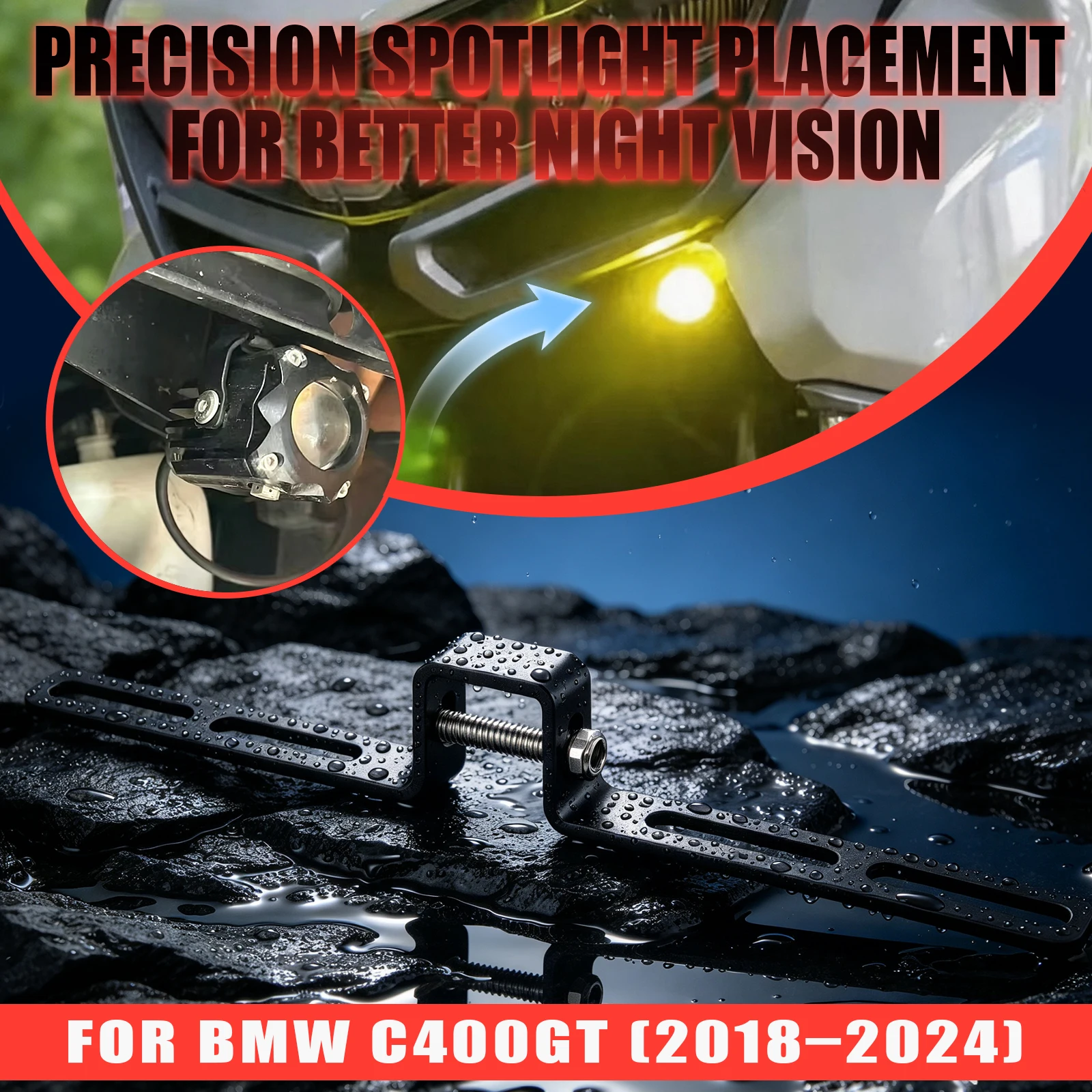 Motorcycle Hidden Spotlight Fog Lamp Bracket Auxiliary Light Holder Support For C400GT C400 GT 2018 2019 2020 2021 2022-2024