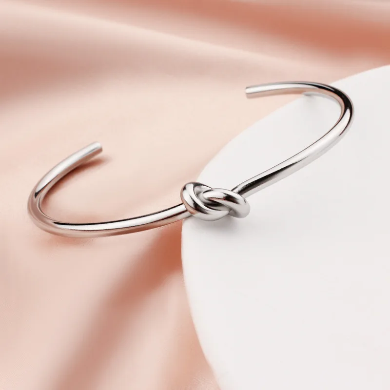 Trendy Open Knot Cuff Bangle Bracelets For Women Girls Elegant Wedding Party Fashion Jewelry Noeud Armband Pulseiras sl534