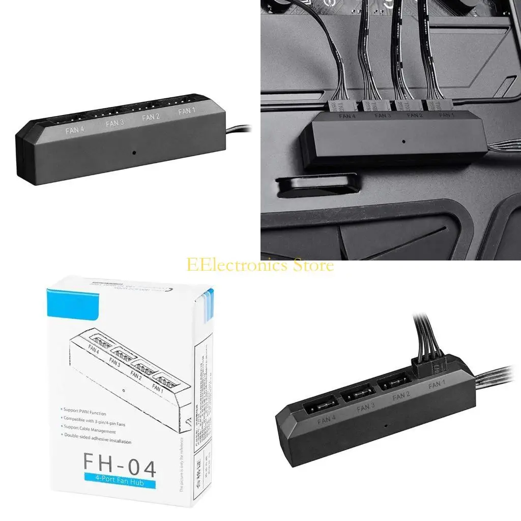 

B03C от 1 до 4 портов вентиляторов PWM -контроллер для компьютерного шасси 4PIN 3PIN Адаптер
