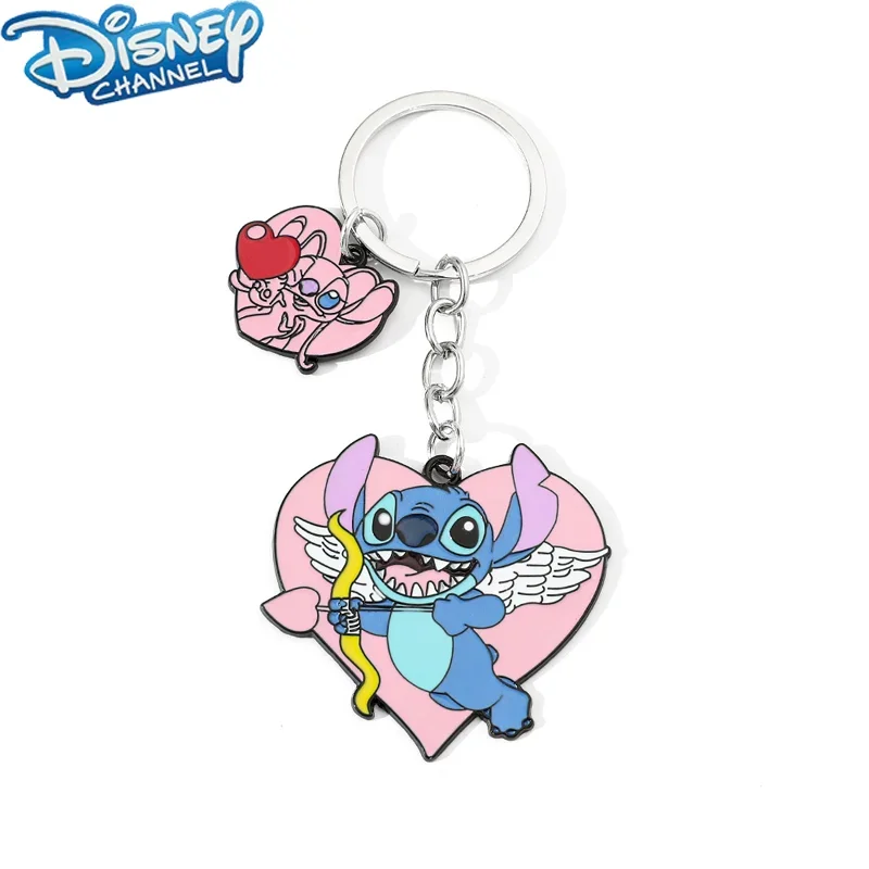 Disney Stitch Love Cupid Keychain Cute Alloy Dripping Enamel Girls Delicate Bag Pendant Couple Gift Christmas Tree Decoration