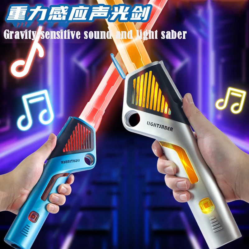 Lightsaber Laser Sword Toy Retractable Finger Rotating 12 Color Change Luminous Soundfonts Force FX FOC Blaster Toys for Childre