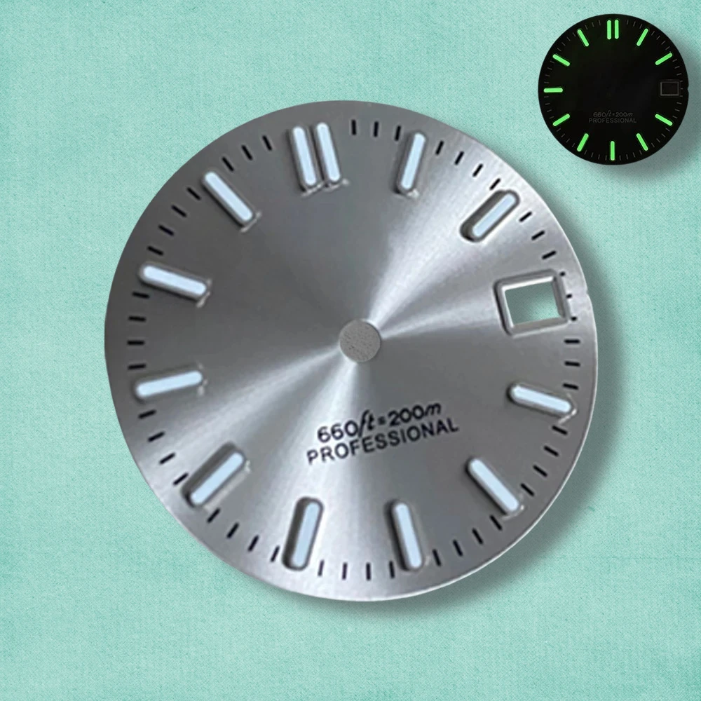 28.5 مللي متر جودة عالية S شعار NH35 التدرج أشعة الشمس الهاتفي صالح NH35/NH36 حركة الأخضر مضيئة NH35 اكسسوارات