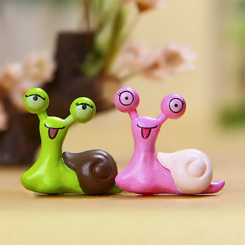 Super Cute Snail Couple Micro Bonsai Succulent Ornaments Garden Ornaments Micro Landscape Potted Gardening