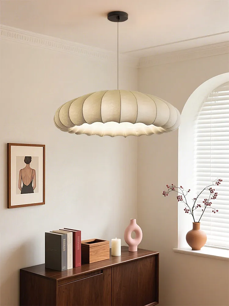 Nordic Fabric Ceiling Chandelier Living Room Bedroom Hanging Lamp Home Decor Dining Table Light Lustre Indoor Lighting Fixtures