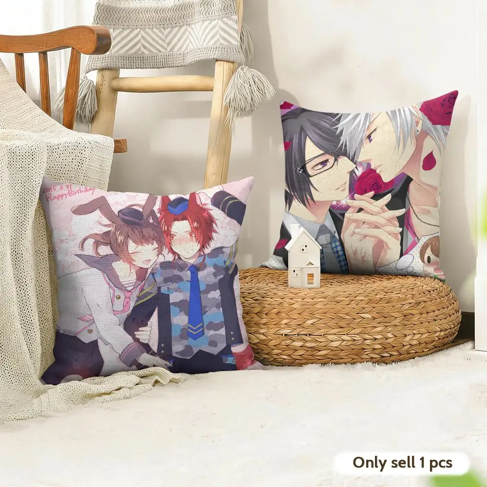 B-Brothers Conflict Anime Cushion Cover Natural Linen Organic Fabric Double-Sided Printing Room Sofa Decor Pillow Case