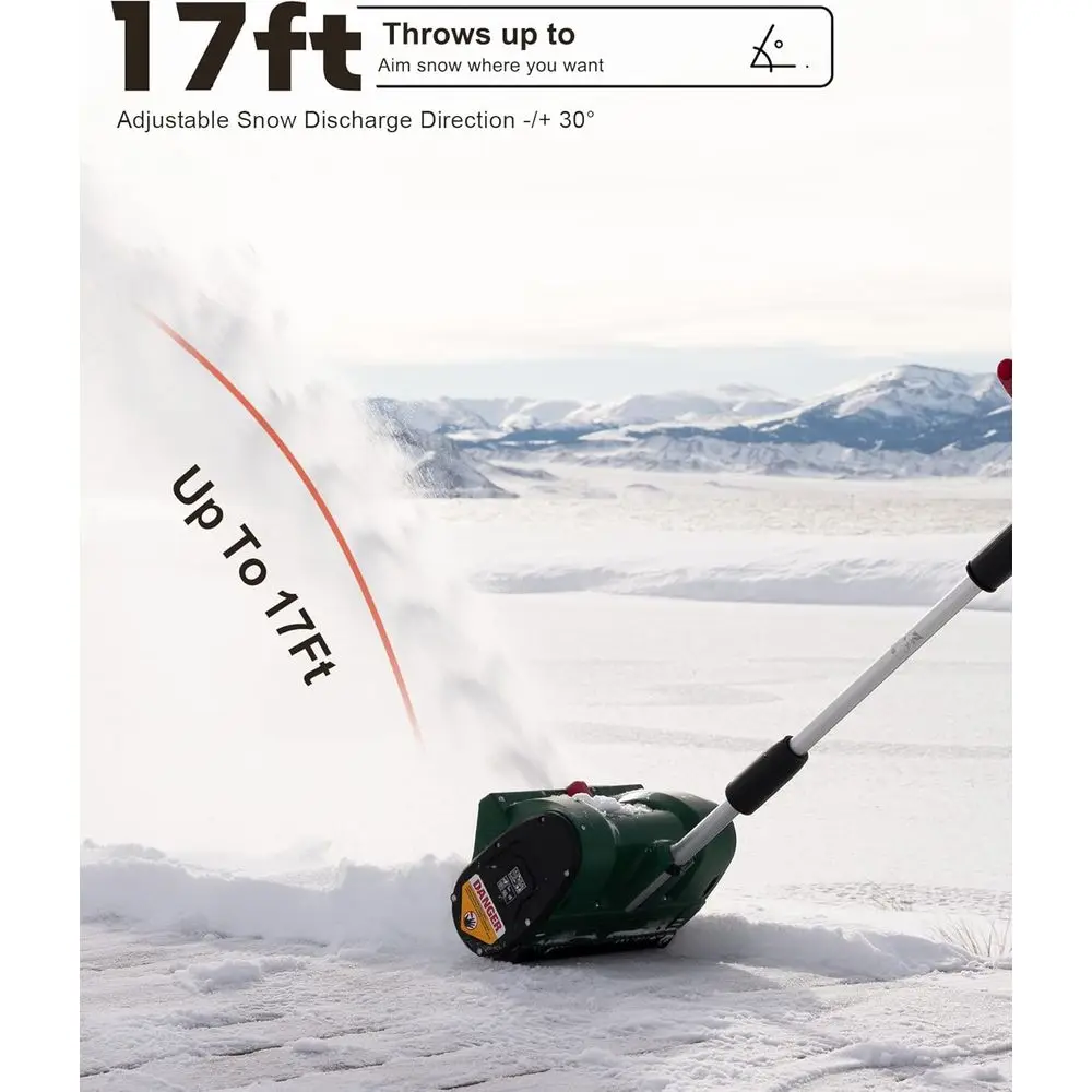 12 منفاخ ثلج لاسلكي مع بطارية 18 فولت، 4.0 أمبير، شاحن، مزلق قابل للتعديل، خفيف الوزن ومقاوم للطقس #6