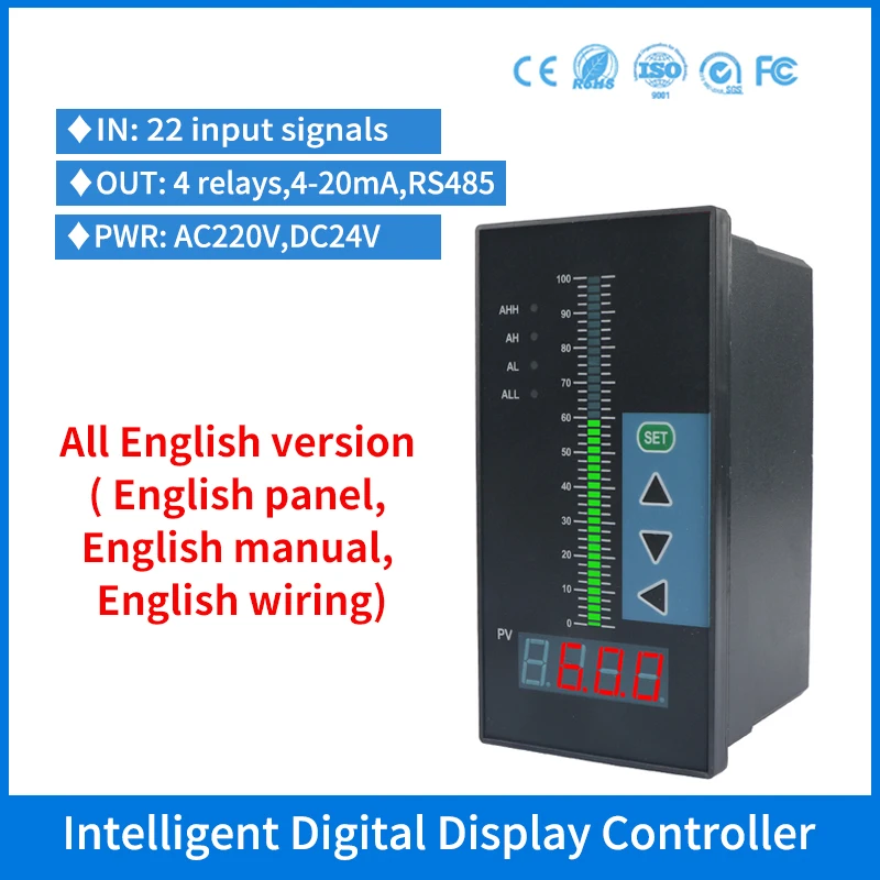 

80*160mm Intelligent Indicator Digital Display Controller Instrument for Temperature Pressure Fire Water Liquid Level Sensor