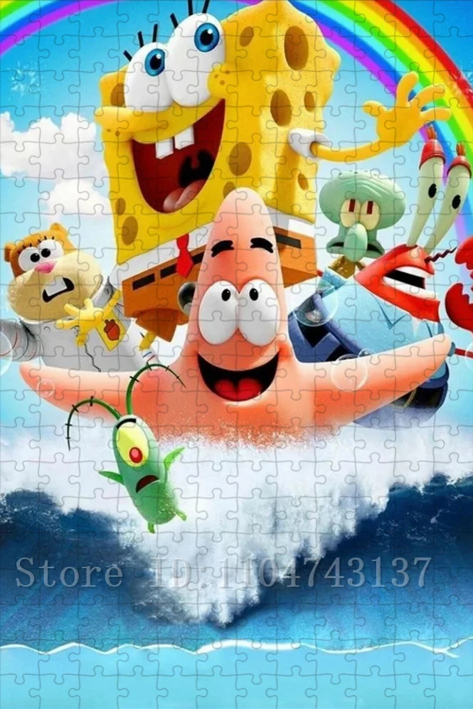 108/200/300/500/1000ピース スポンジボブ パズル 知育 減圧ゲーム おもちゃ 漫画 ジグソーパズル 新年ギフト