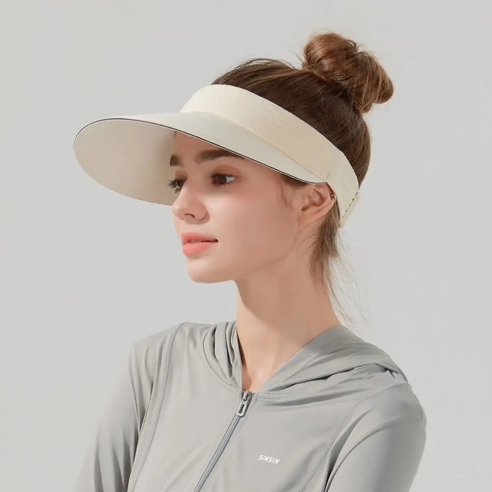 

Ice Silk Summer Seamless Sun Hat Large Brim Empty Top Sunscreen Baseball Cap Quick-drying Adjustable Breathable Air Sun Hat