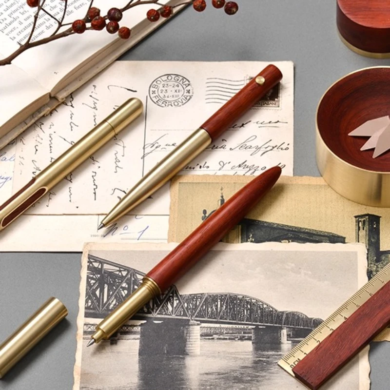 ปากกาลูกลื่นดีไซน์หรูหราไม้พะยูง + ทองเหลือง รุ่น Unexpected Design Time Series สีดำ 0.7 มม. ปากกาเจลคอลเลคชั่นไฮเอนด์ พกพาสะดวก น่ารัก