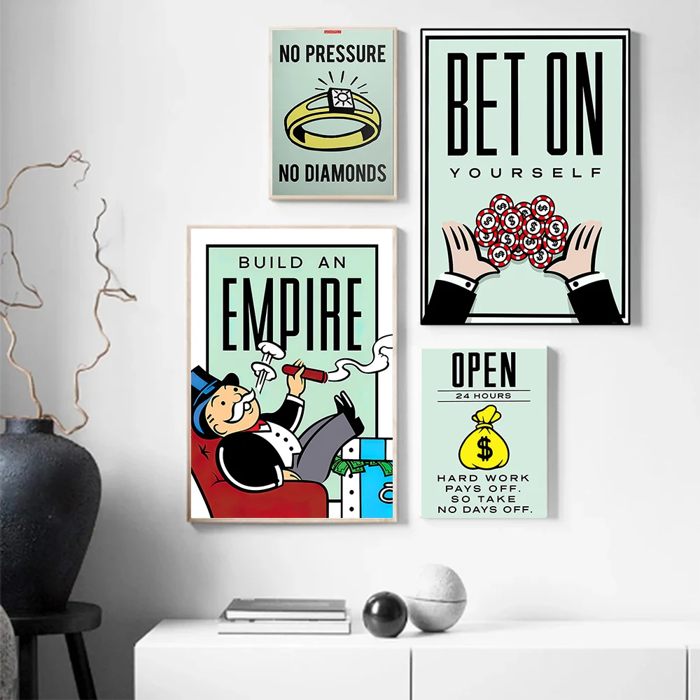 Alec Monopoly Inspiration Canvas Painting Successful Posters and Prints Art Print Mural Stock Market Money Home Wall Decoration