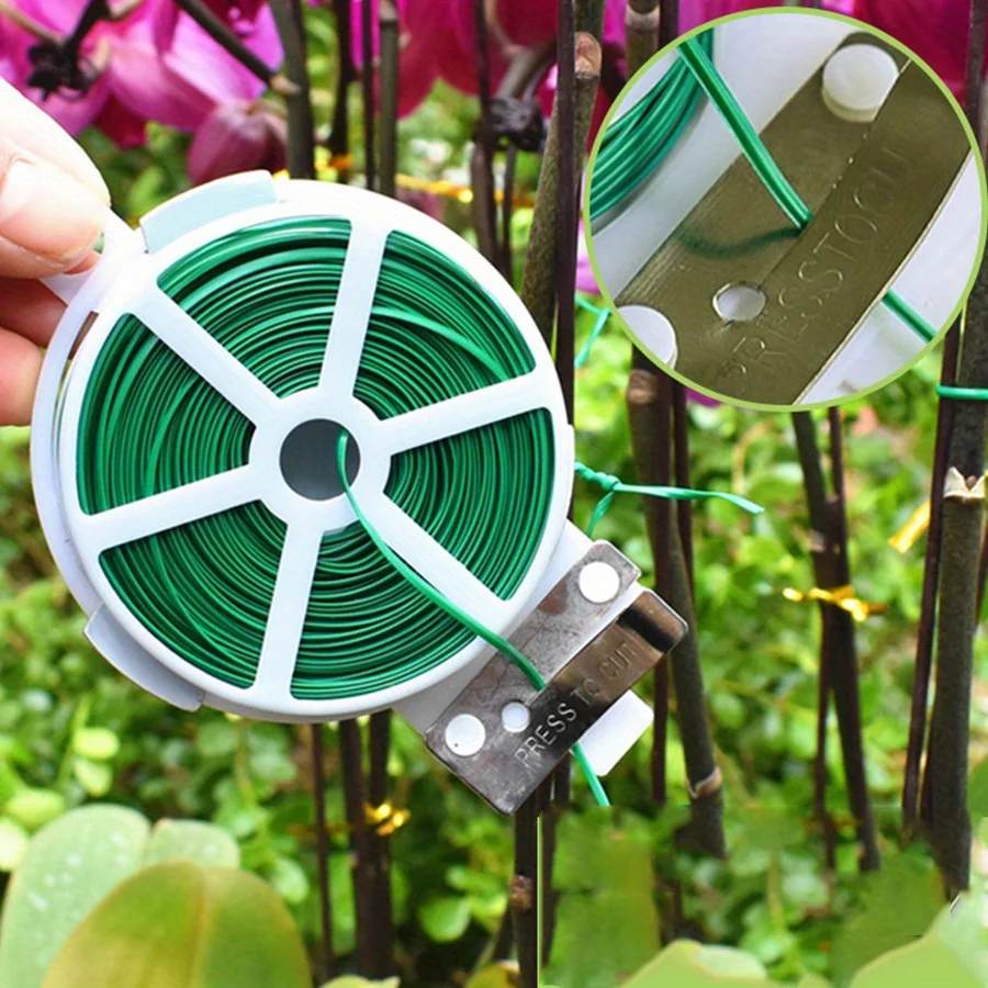 1 Roll 100M Multifunctional Plastic Steel Twist Tie Sturdy Reusable Garden Flower Plant Support Strap Tie