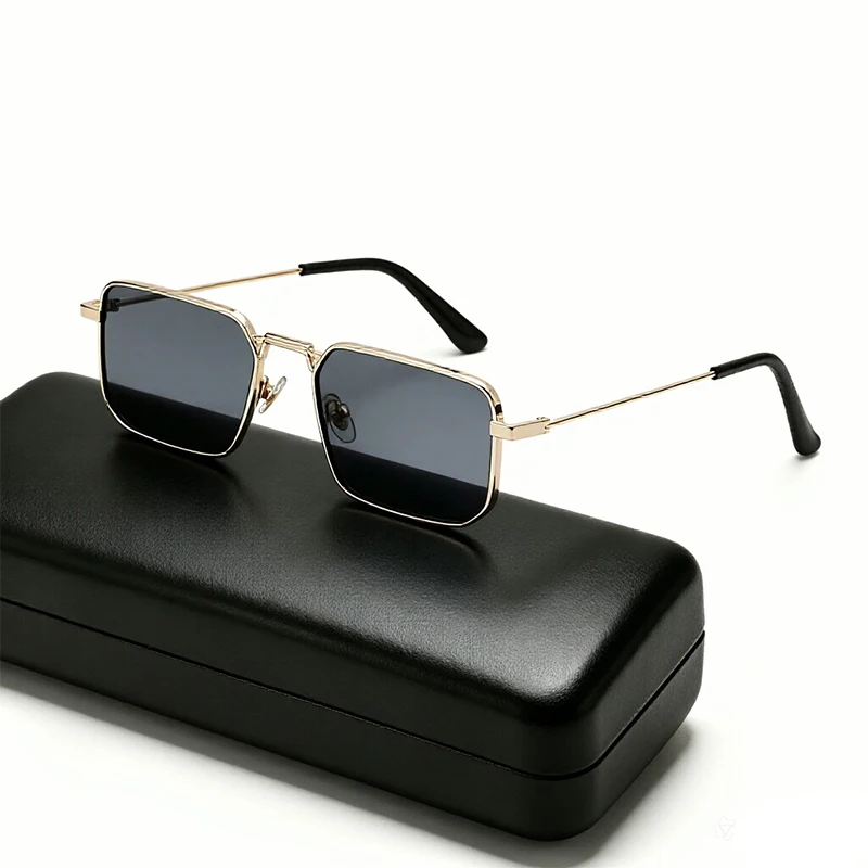 Modische Vintage Kleine Quadratische Sonnenbrille für Damen und Herren, Markendesigner Rechteckige Sonnenbrillen, Fahrbrillen, Metall-Trend-Eyewear 2026