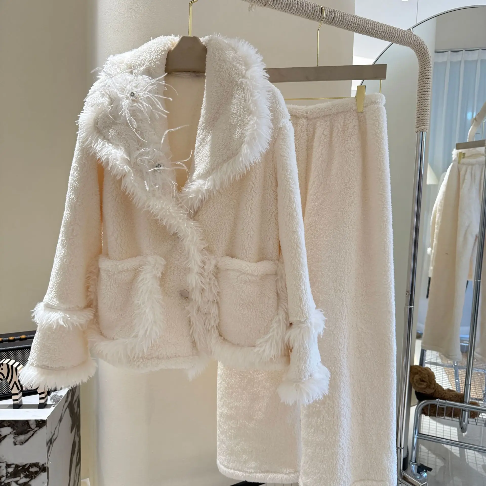 

Толстые фланелевые женские пижамы, зимняя одежда для сна, брючные костюмы, повседневная теплая домашняя одежда из кораллового флиса, домашняя одежда