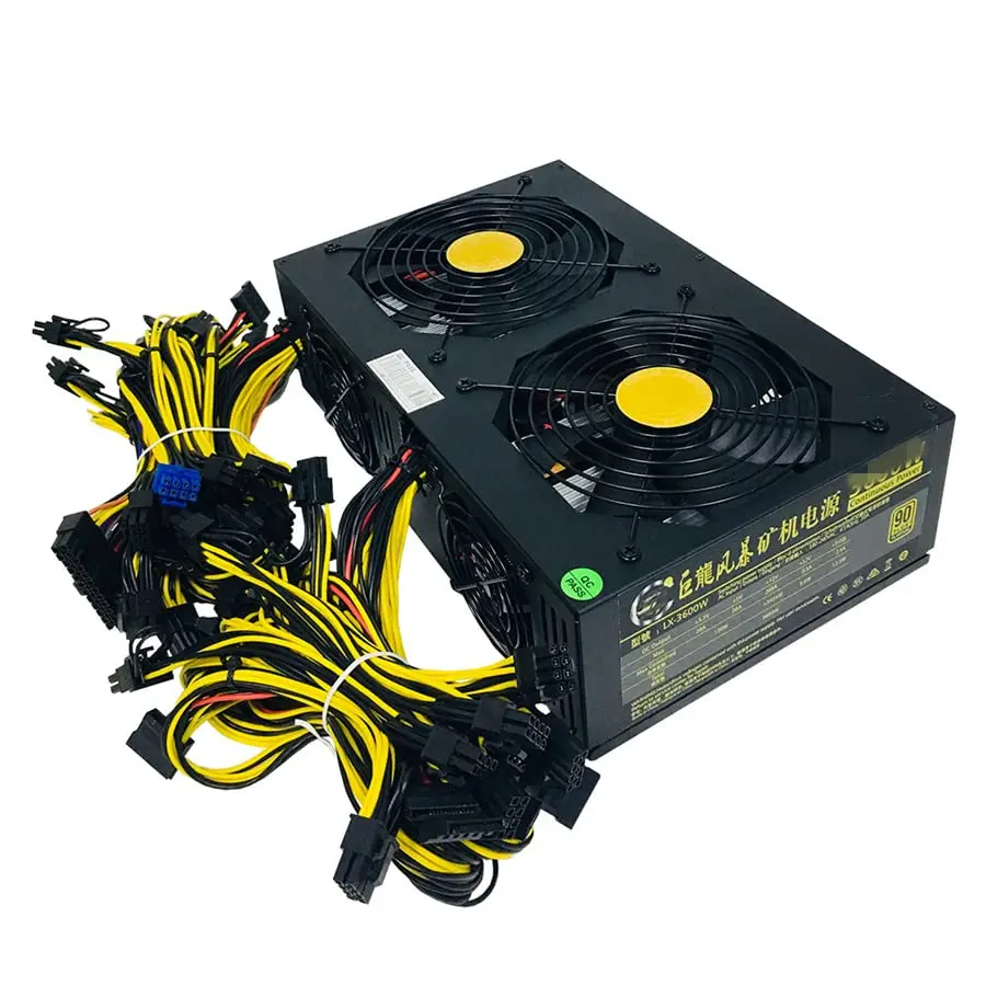 وحدة إمداد الطاقة 3300 وات 110-240 فولت ATX PSU لتعدين بطاقة 12 وحدة معالجة الرسومات كفاءة 90%