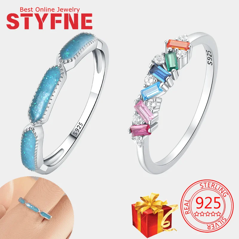 

Pure Silver Women's Ring Exquisite Jumping Color Diamond Blue 925 Pure Silver Wedding Jewelry Gift Luxury Jewelry With Gift Bag